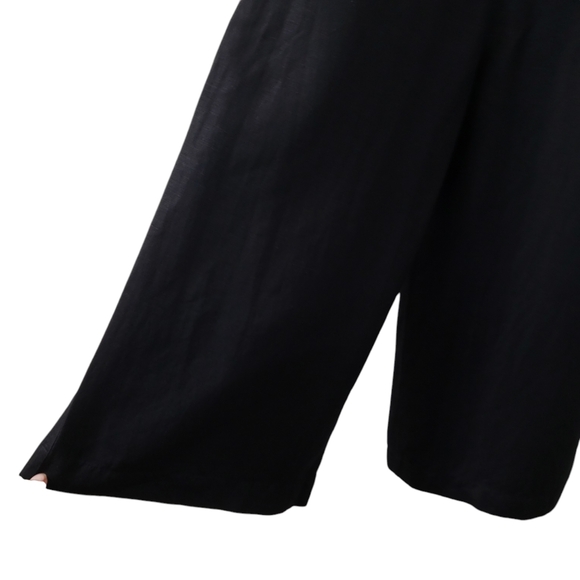 Anthropologie Moussy Linen Blend Black Jumpsuit Crop Wide Leg Size 1 - Picture 4 of 16